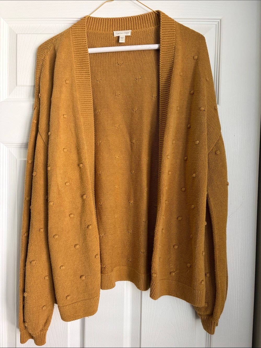 Garnet Hill Mustard Honey Dot Open-Front Cardigan Size Small